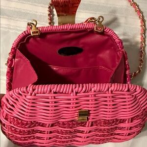 Chic Pink Woven Crossbody Bag